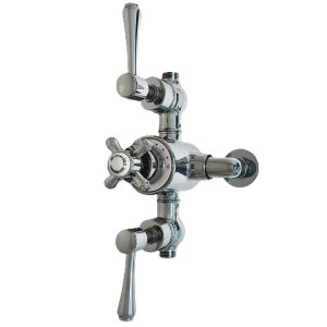Goslett Traditional exposed thermostatic shower set with hand shower and ridged riser - 8" overhead